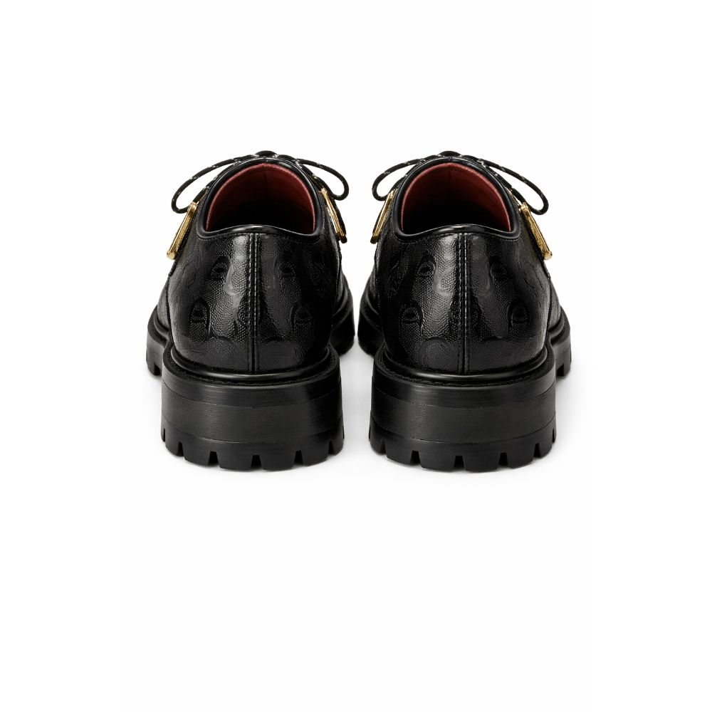 Mens Black Chunky Sole Rugged Shoes